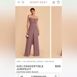 Birdy grey dark mauve chiffon jumpsuit